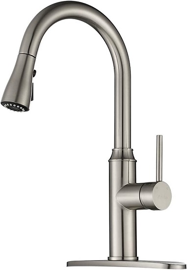 Kitchen Faucet Pull Down-Arofa A01LY Commercial Modern Single Hole Single Handle high arc Stainless Steel Brushed Nickel Kitchen Sink faucets with Pull Out Sprayer
