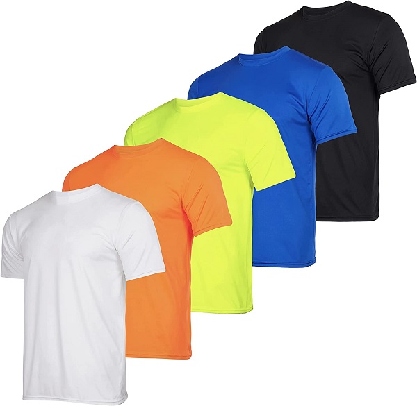 Men's Quick Dry Fit Dri-Fit Short Sleeve Active Wear Training Athletic Essentials Crew T-Shirt Fitness Gym Wicking Tee Workout Casual Sports Running Tennis Exercise Undershirt Top - 5 Pack,Set 14-XXL