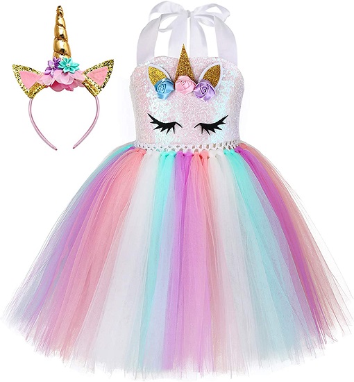 Tutu Dreams Halloween Unicorn Costume for Girls Dress Up Clothes Gifts Fashion Unicorn Dresses Birthday Party Decorations (Sequin Unicorn, 1-2T)