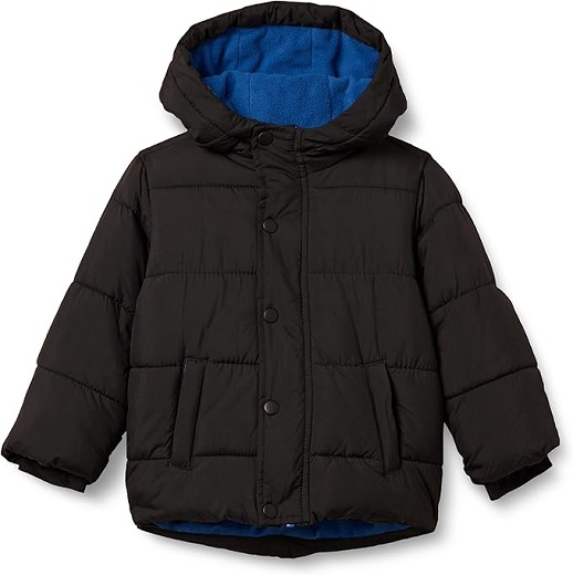 A warm and durable hooded puffer jacket for babies, toddlers, and boys, perfect for winter weather.