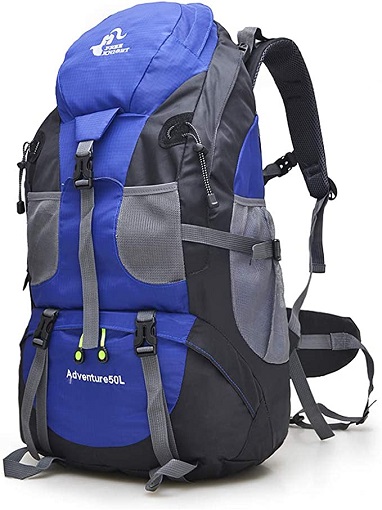 50L Lightweight Water Resistant Hiking Backpack,Outdoor Sport Daypack Travel Bag for Climbing Camping Touring (Klein Blue - No Shoe Compartment)