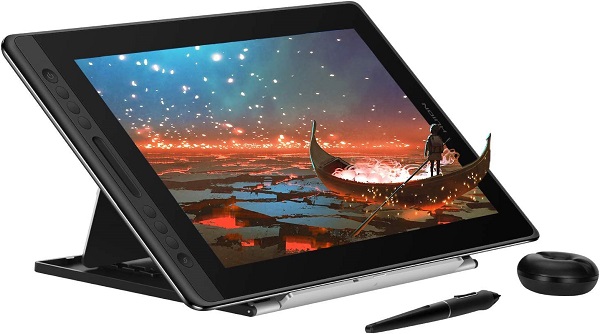 HUION KAMVAS Pro 16 Graphics Drawing Tablet with Screen Full-Laminated Tilt Battery-Free Stylus Touch Bar Adjustable Stand, Compatible with Windows, Mac and Linux, 15.6inch Pen Display