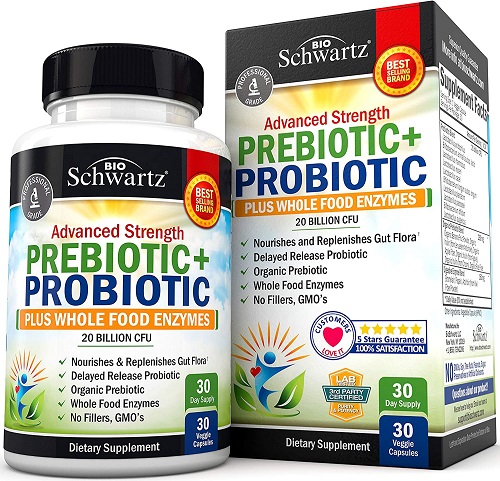 Probiotic with Whole Food Enzymes for Adults Women & Men - Probiotics Lactobacillus Acidophilus - Digestive Health Capsules Shelf Stable Supplement - Non-GMO Gluten & Dairy Free - 30ct