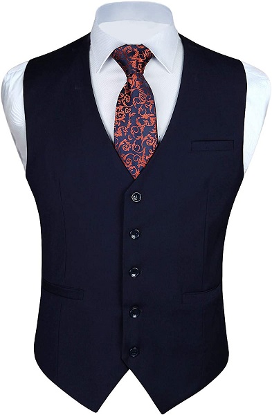Enlision Men's Suit Vest in Navy Blue - Sharpens your formal look.