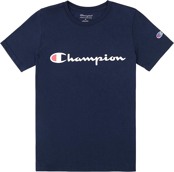 Champion Boys Heritage Short Sleeve Cotton Logo Tee Kids (Heritage Navy, Large)