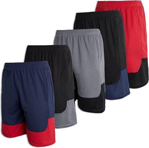 5 Pack: Big Boys Girls Youth Clothing Knit Mesh Active Athletic Performance Basketball Soccer Lacrosse Tennis Exercise Summer Gym Golf Running Teen Running Shorts Quick Dry Fit Knit-Set 7- L (12/14)