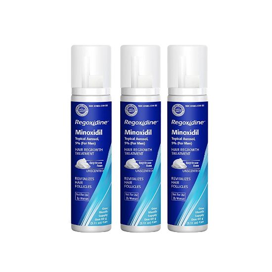 Regoxidine Men's 5% Minoxidil Foam (3-Month Supply) Helps Restore Vertex Hair Loss and Supports Hair Regrowth for Thinning Hair with Unscented Topical Aerosol Treatment