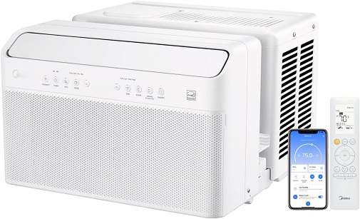 Window Air Conditioner: U-Shaped 10,000 BTU Smart Inverter - Cools up to 450 Sq. Ft. Ultra Quiet with Open Window Flexibility, Works with Alexa/Google Assistant, 35% Energy Savings By Midea