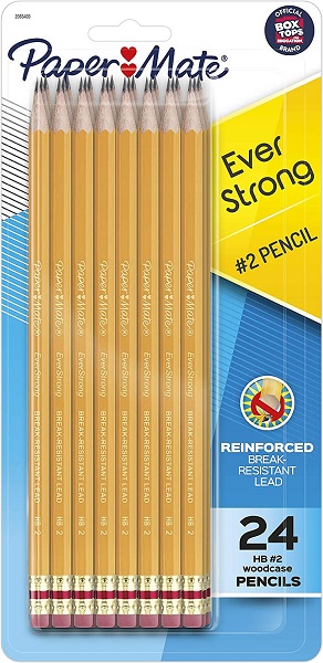 Paper Mate EverStrong #2 Pencils, Reinforced, Break-Resistant Lead When Writing, 24-Pack