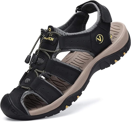 Men's athletic sandals with closed toe for outdoor adventures.