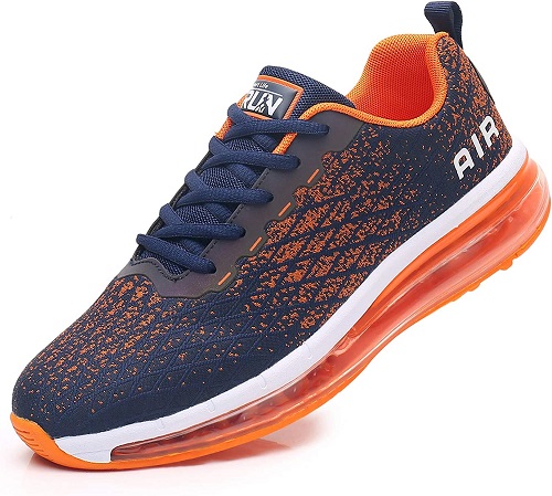 Azooken Mens Tennis Footwear Shoes Walking Casual Breathable Jogging Outdoor Sports Fitness Road Lightweight Trail Running Sneakers(8998 Orange 45)