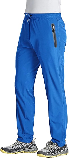 MAGCOMSEN Quick Dry Pants Men Lightweight Hiking Pants Mens Jogger Pants Travel Pants Workout Pants Zipper Pockets Sweatpants for Men Bright Blue