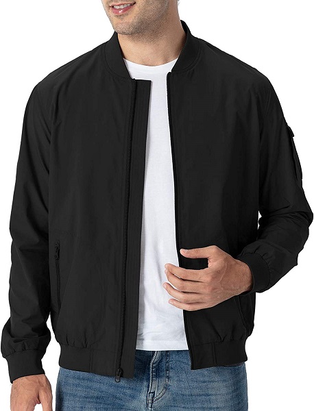Men's Windproof Bomber Jackets Lightweight Running Windbreaker Outdoor Golf Fashion Coat