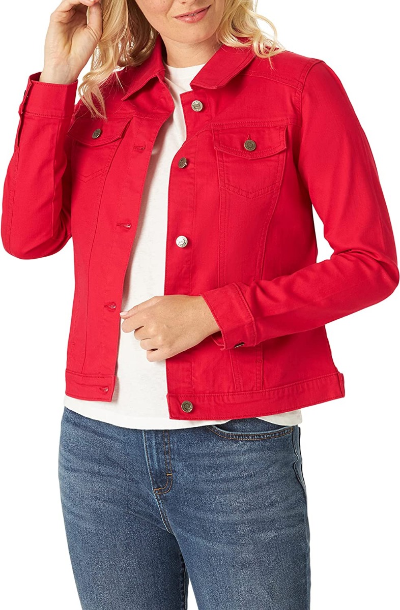 Riders by Lee Indigo Women's Denim Jacket, Jalapeno Cherry Red, X-Small