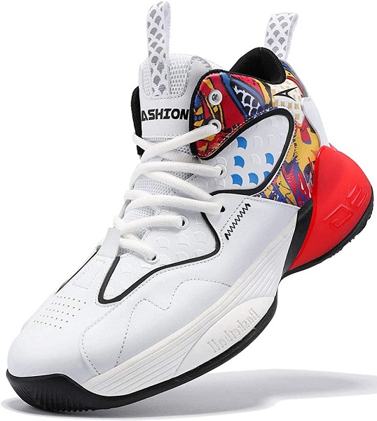 Boys Basketball Shoes Comfortable Kids Sneakers Youth Mid-top Slip-on Girls Running Shoes Lightweight Kids Shoes High-Top Outdoor Trainers for Unisex Kids Durable Sport Shoes White Red big kid size 4