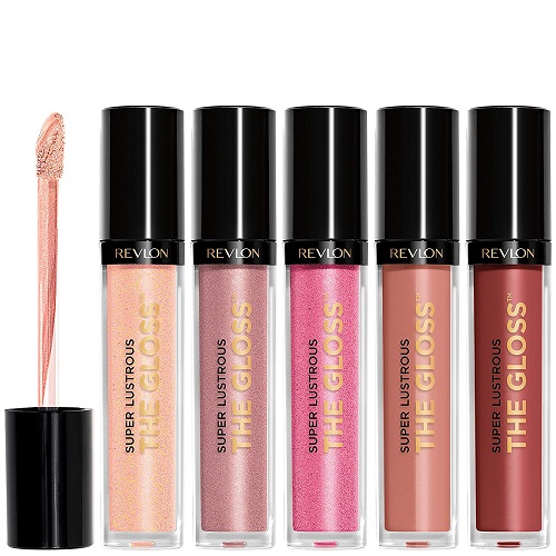 Lip Gloss Set by Revlon, Super Lustrous 5 Piece Gift Set, Non-Sticky, High Shine, Cream & Pearl Finishes, Pack of 5