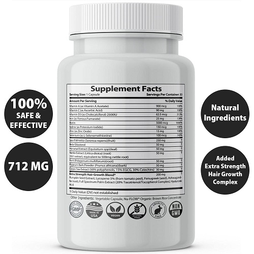 Natural DHT Blocker & Hair Growth Capsules to Prevent Hair Loss, Stimulate Hair Follicles, Stop Hair Loss, Regrow Hair. Proprietary Anti-Hair Loss, Hair Regrowth Treatment & Vitamin Pills