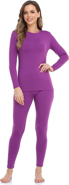 WEERTI Thermal Underwear for Women Long Johns Women with Fleece Lined, Base Layer Women Cold Weather Top Bottom(Purple 3XL)