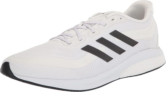 adidas Men's Supernova + Running Shoe, White/Core Black/Dash Grey, 4