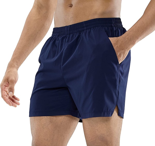 MIER Men's Workout Running Shorts Quick Dry Active 5 Inches Shorts with Pockets, Lightweight and Breathable, Navy, M