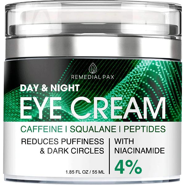 REMEDIAL Eye Cream for Dark Circles Wrinkles Puffiness and Bags Under Eyes, Anti-Aging Collagen Eye Cream, Day and Night Formula with Caffeine Niacinamide Dimethicone, Made in USA