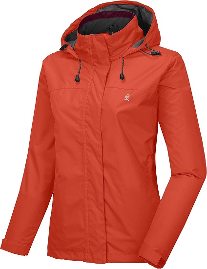 Little Donkey Andy Women’s Waterproof Rain Jacket Lightweight Outdoor Windbreaker Rain Coat Shell for Hiking, Travel Orange XL