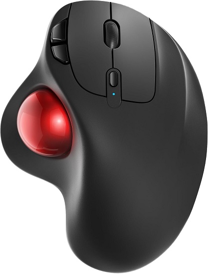 M501 Wireless Trackball Mouse, Rechargeable Ergonomic, Easy Thumb Control, Precise & Smooth Tracking, 3 Device Connection (Bluetooth or USB Receiver), Compatible for PC, Laptop, Mac, Windows By Nulea