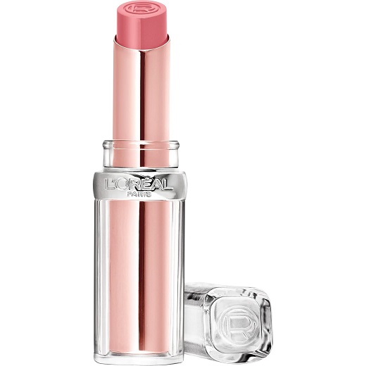 L'Oreal Glow Paradise lipstick tube in a vibrant pink shade