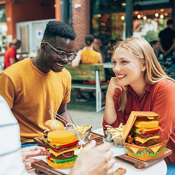 Funny Food Burger Socks Box - Novelty Funny Food Socks Birthday Gag Chirstmas Gifts for Men Women Teen Boys 2 Pairs