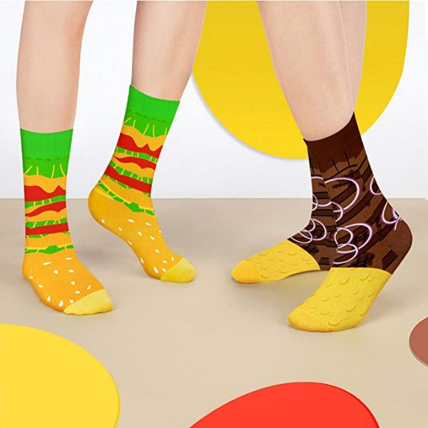 Funny Food Burger Socks Box - Novelty Funny Food Socks Birthday Gag Chirstmas Gifts for Men Women Teen Boys 2 Pairs