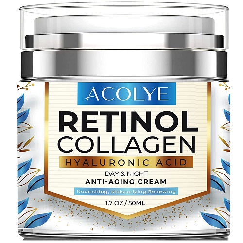 Retinol Cream for Face, Facial Moisturizer with Hyaluronic Acid 5% and Collagen-Day & Night Anti Aging Cream, Retinol Moisturizer for Face and Neck, Wrinkle Cream for Face-– For All Skin Types(1.7 oz)