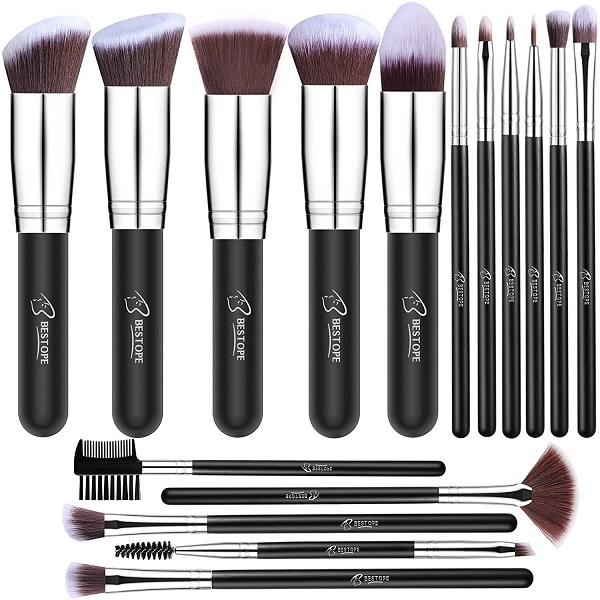 Premium Synthetic Foundation Blending Face Powder Blush Concealers Eye Shadows Make Up Brushes Kit (Sliver)