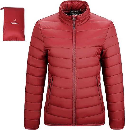 Outdoor Ventures Women's Packable Full-Zip Short Puffer Jacket Insulated Quilted Warm Lightweight Winter Coat