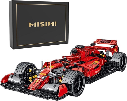 MISINI 1100PCS Technik Building Blocks Racing Car Formula F1 Model ,1:10 MOC Creative Building Block Sports car, Compatible with Lego Technology. (Red)