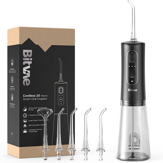 Bitvae Water Flosser Professional for Teeth , Portable 300ML Water Teeth Cleaner Picks , 3 Cleaning Modes 6 Jet Tips , IPX7 Waterproof , USB Rechargeable Water Dental Picks for Cleaning