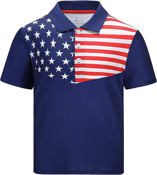 SECOOD Boys Polo Shirt Short Sleeve Summer Casual Graphic Sport School Clothes Blue L