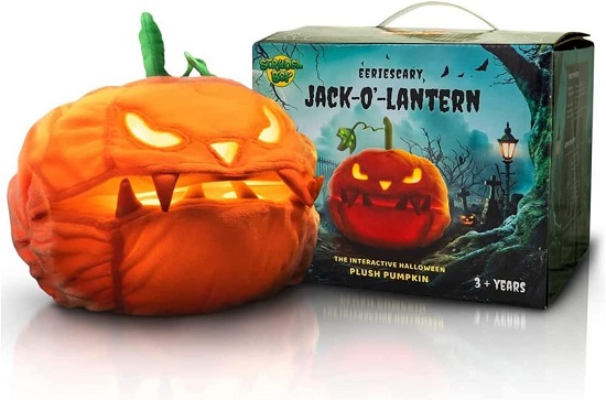 Strudel Boy - Eeriescary Jack-O-Lantern, Talking Halloween Animatronics, Pumpkin Plush Toy, Light-Up Halloween Decor, Battery Operated, Portable