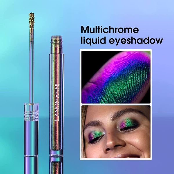 Jolilab Liquid Glitter Eyeshadow, 3 Colors Metallic Liquid Chameleon Eyeshadow, Multi-Dimensional Eye Looks, Long-lasting Holographic Glitter Multichrome Eyeshadows Makeup Set