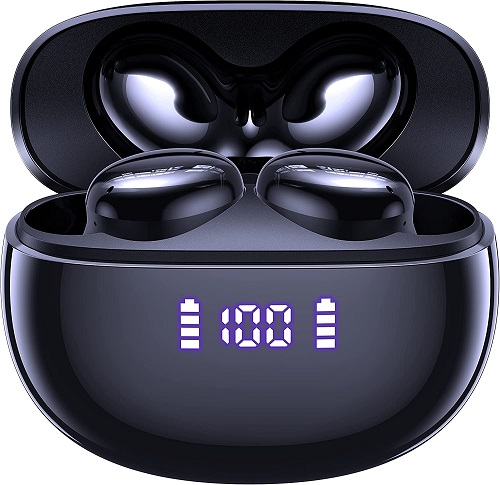 CAPOXO Wireless Earbuds Bluetooth Headphones 40Hrs Playtime with Wireless Charging Case&Dual LED Power Display, IPX7 Waterproof Earphones, TWS in Ear Stereo Headset Built-in Mic for iPhone/Android