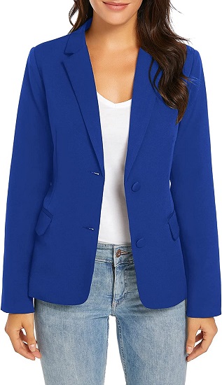 LookbookStore Blazer Jackets for Women Casual Blazers for Women Fashion 2022 Jacket Suit Work Office Two Buttons Blazer Jacket Suit Office Clothes Size Medium Women Blue Blazer Size 8 Size 10