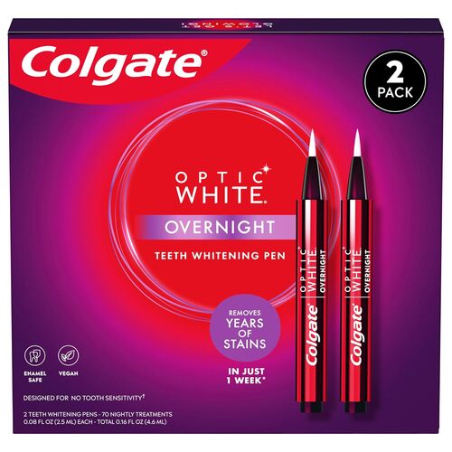Colgate Optic White Overnight Whitening Pen - Close-up of whitening pen with a clickable tip.