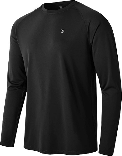 TBMPOY Men's Long Sleeve Rash Guard Shirts UPF 50+ Sun Protection Hiking Shirts Lightweight Outdoor Athletic Fishing Tops Black XL