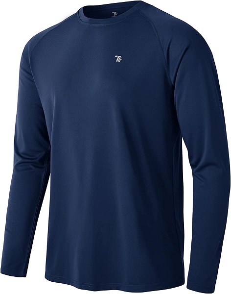 TBMPOY Men's Long Sleeve Rash Guard Shirts UPF 50+ Sun Protection Hiking Shirts Lightweight Outdoor Athletic Fishing Tops Navy XL