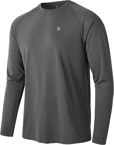 TBMPOY Men's Quick Dry Rash Guard Hiking Shirts UPF 50+ Sun Protection Long Sleeve Lightweight Outdoor Fishing Tops Dark Grey XL