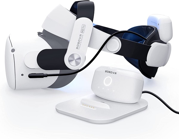 BOBOVR M2 Pro Battery Pack Head Strap + Twin Charger Station/Dock Comb, 2 battery packs cycle alternately, including magnetic charging dock