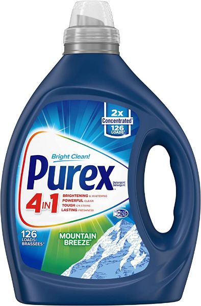 Purex Liquid Laundry Detergent, Mountain Breeze, 2X Concentrated, 126 Loads