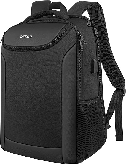 Laptop Backpack for Men, TSA Business Travel Backpack Water Resistant with USB Charging Port, Slim Durable Anti Theft College School Computer Bookbag for Men Women Fits 15.6 Inch Laptop, Black