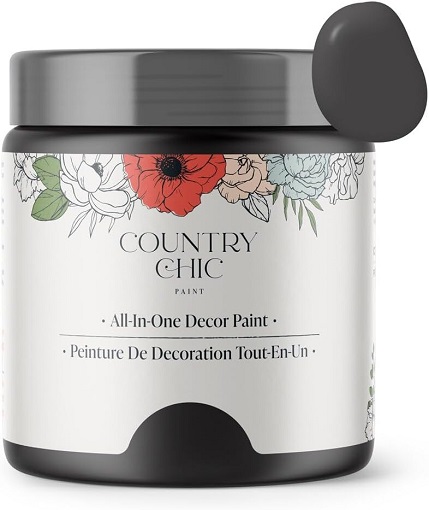 Country Chic Paint - Chalk Style All-in-One Paint for Furniture, Home Decor, Cabinets, Crafts, Eco-Friendly, Matte Paint - Liquorice [Black] Half Pint 8oz
