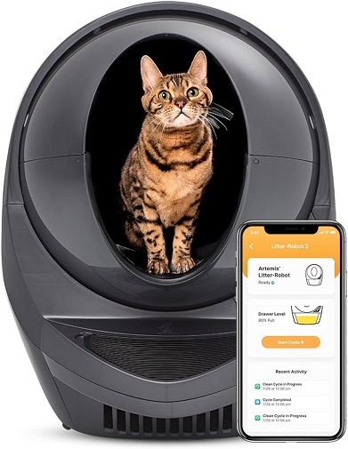 Litter-Robot 3 Connect by Whisker (Grey) Automatic Self-Cleaning Cat Litter Box, WiFi Enabled, Works with Any Clumping Litter, Never Scoop Again