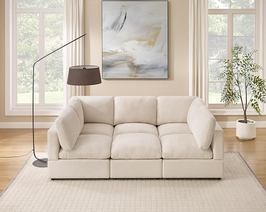 Modular Sectional Sofa, Convertible Sleeper Sofa Modular Sectional Sofa Bed with Ottoman, 6-seat Sectional Sofas for Lving Room